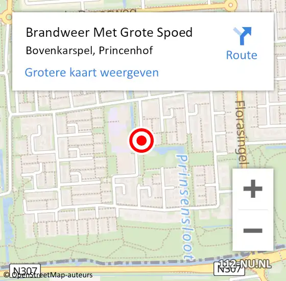 Locatie op kaart van de 112 melding: Brandweer Met Grote Spoed Naar Bovenkarspel, Princenhof op 23 mei 2019 21:19