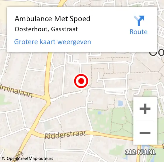 Locatie op kaart van de 112 melding: Ambulance Met Spoed Naar Oosterhout, Gasstraat op 23 mei 2019 22:53