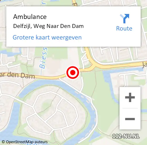 Locatie op kaart van de 112 melding: Ambulance Delfzijl, Weg Naar Den Dam op 23 mei 2019 22:55