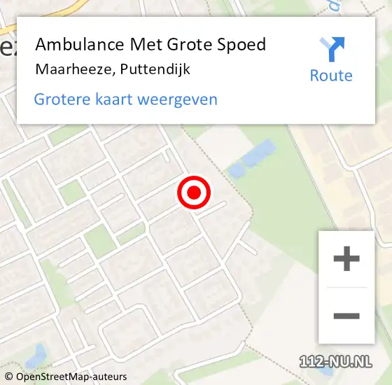 Locatie op kaart van de 112 melding: Ambulance Met Grote Spoed Naar Maarheeze, Puttendijk op 23 mei 2019 23:01