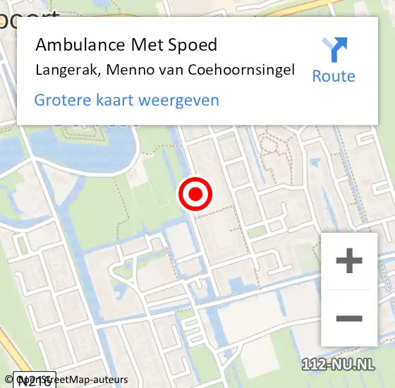 Locatie op kaart van de 112 melding: Ambulance Met Spoed Naar Langerak, Menno van Coehoornsingel op 23 mei 2019 23:26