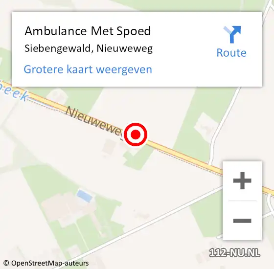 Locatie op kaart van de 112 melding: Ambulance Met Spoed Naar Siebengewald, Nieuweweg op 23 mei 2019 23:48