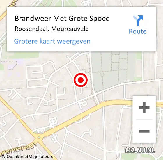 Locatie op kaart van de 112 melding: Brandweer Met Grote Spoed Naar Roosendaal, Moureauveld op 23 mei 2019 23:52