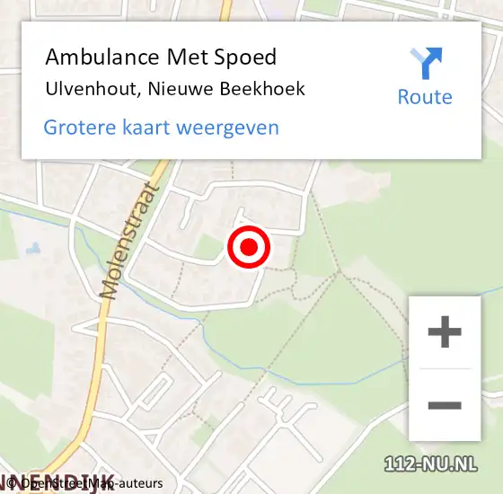 Locatie op kaart van de 112 melding: Ambulance Met Spoed Naar Ulvenhout, Nieuwe Beekhoek op 24 mei 2019 00:37