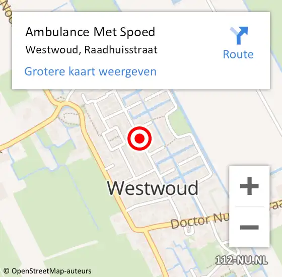 Locatie op kaart van de 112 melding: Ambulance Met Spoed Naar Westwoud, Raadhuisstraat op 24 mei 2019 01:09