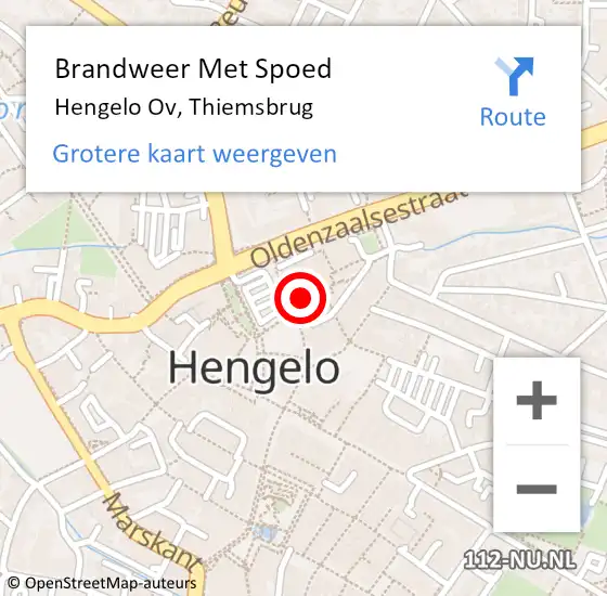 Locatie op kaart van de 112 melding: Brandweer Met Spoed Naar Hengelo Ov, Thiemsbrug op 24 mei 2019 01:30