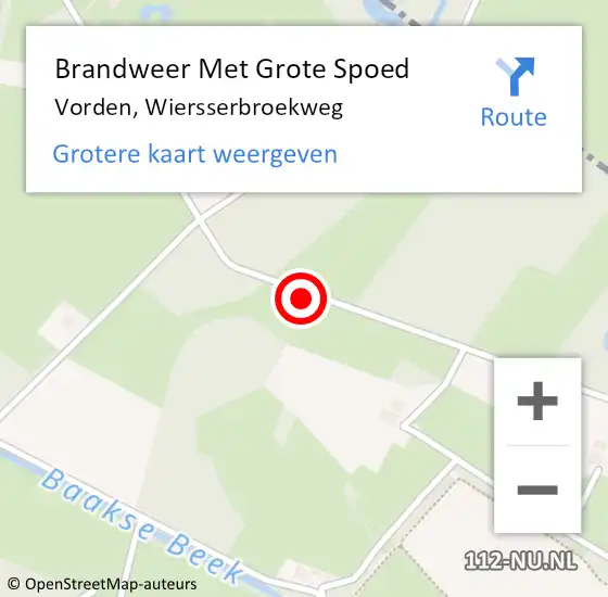 Locatie op kaart van de 112 melding: Brandweer Met Grote Spoed Naar Vorden, Wiersserbroekweg op 24 mei 2019 01:53