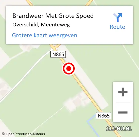 Locatie op kaart van de 112 melding: Brandweer Met Grote Spoed Naar Overschild, Meenteweg op 24 mei 2019 07:28