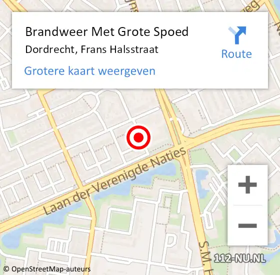 Locatie op kaart van de 112 melding: Brandweer Met Grote Spoed Naar Dordrecht, Frans Halsstraat op 24 mei 2019 08:35