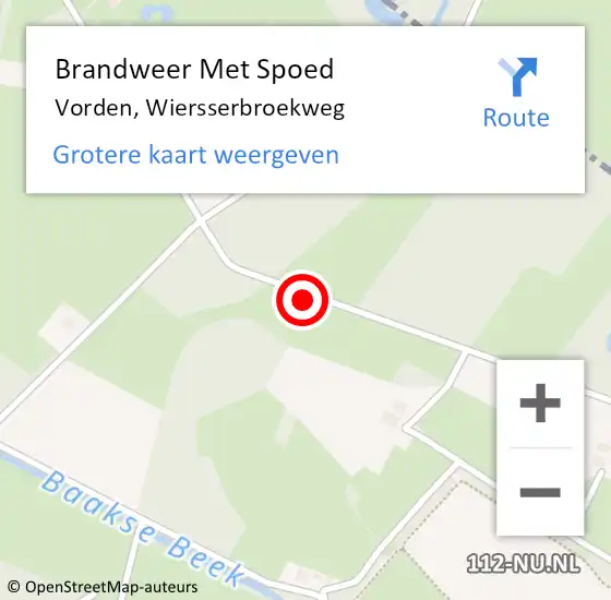 Locatie op kaart van de 112 melding: Brandweer Met Spoed Naar Vorden, Wiersserbroekweg op 24 mei 2019 10:18