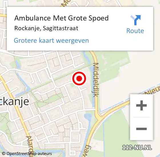 Locatie op kaart van de 112 melding: Ambulance Met Grote Spoed Naar Rockanje, Sagittastraat op 24 mei 2019 12:37