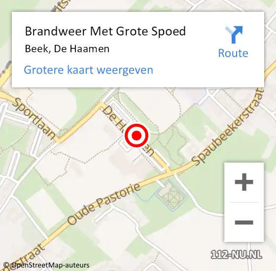 Locatie op kaart van de 112 melding: Brandweer Met Grote Spoed Naar Beek, De Haamen op 24 mei 2019 12:43