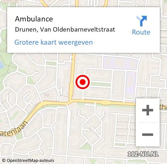 Locatie op kaart van de 112 melding: Ambulance Drunen, Van Oldenbarneveltstraat op 24 mei 2019 13:11