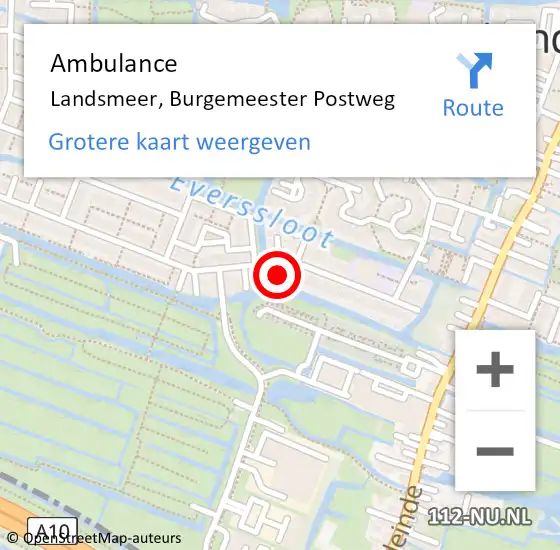 Locatie op kaart van de 112 melding: Ambulance Landsmeer, Burgemeester Postweg op 24 mei 2019 13:23