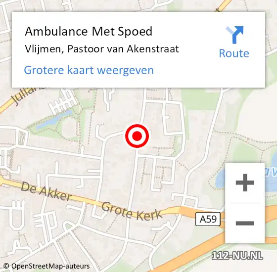 Locatie op kaart van de 112 melding: Ambulance Met Spoed Naar Vlijmen, Pastoor van Akenstraat op 24 mei 2019 13:39