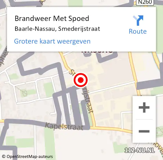 Locatie op kaart van de 112 melding: Brandweer Met Spoed Naar Baarle-Nassau, Smederijstraat op 24 mei 2019 13:43