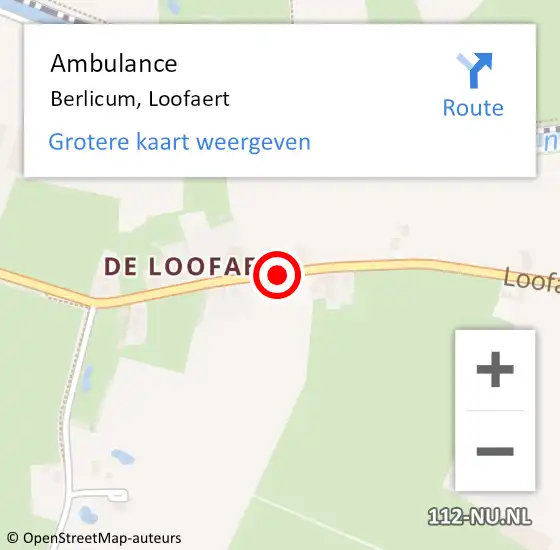 Locatie op kaart van de 112 melding: Ambulance Berlicum, Loofaert op 24 mei 2019 14:01