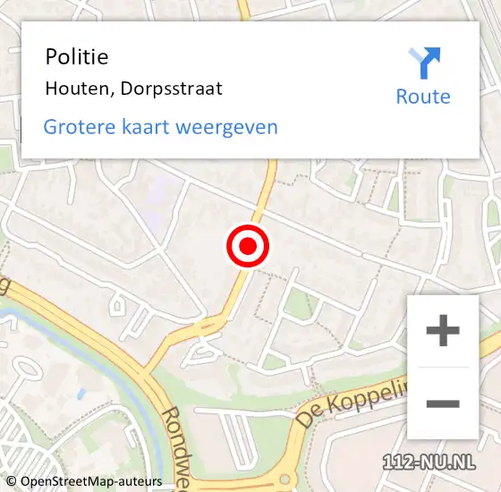 Locatie op kaart van de 112 melding: Politie Houten, Dorpsstraat op 24 mei 2019 15:00