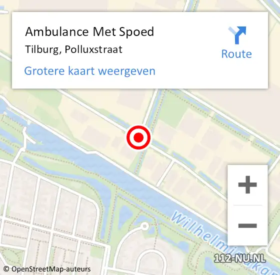 Locatie op kaart van de 112 melding: Ambulance Met Spoed Naar Tilburg, Polluxstraat op 24 mei 2019 15:12