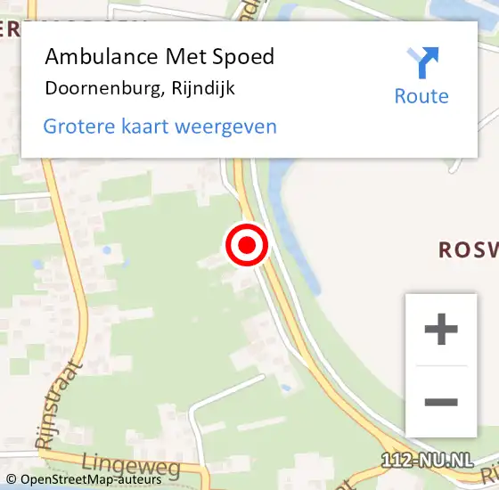 Locatie op kaart van de 112 melding: Ambulance Met Spoed Naar Doornenburg, Rijndijk op 24 mei 2019 15:20