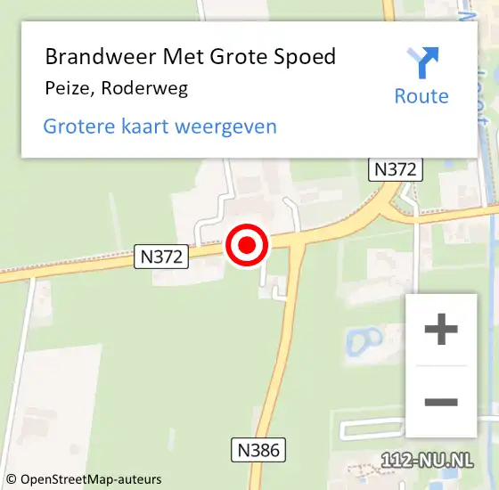 Locatie op kaart van de 112 melding: Brandweer Met Grote Spoed Naar Peize, Roderweg op 24 mei 2019 15:33
