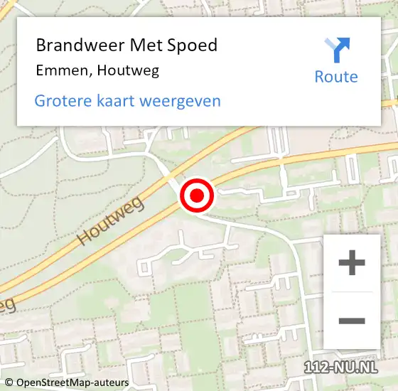 Locatie op kaart van de 112 melding: Brandweer Met Spoed Naar Emmen, Houtweg op 24 mei 2019 15:57