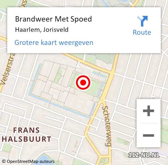 Locatie op kaart van de 112 melding: Brandweer Met Spoed Naar Haarlem, Jorisveld op 24 mei 2019 16:02