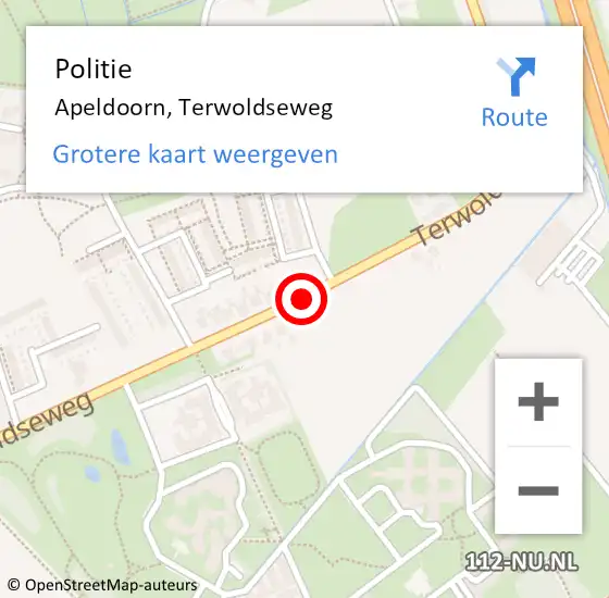 Locatie op kaart van de 112 melding: Politie Apeldoorn, Terwoldseweg op 24 mei 2019 16:53