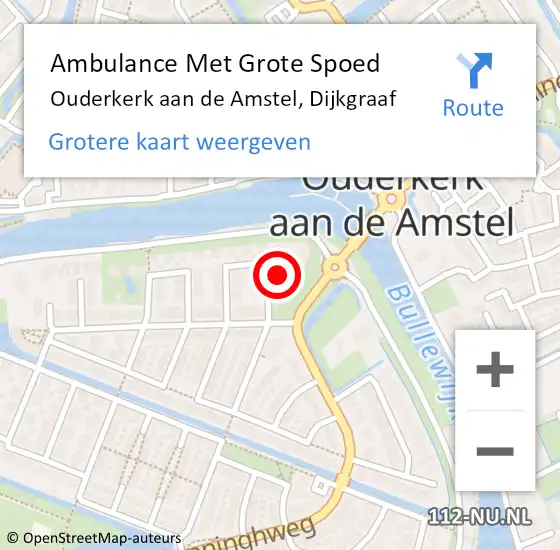 Locatie op kaart van de 112 melding: Ambulance Met Grote Spoed Naar Ouderkerk aan de Amstel, Dijkgraaf op 24 mei 2019 16:55