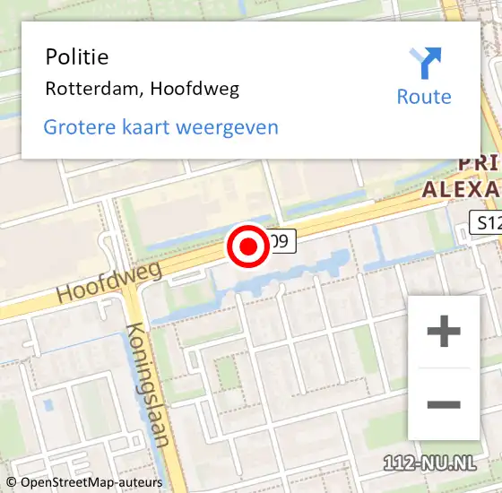 Locatie op kaart van de 112 melding: Politie Rotterdam, Hoofdweg op 24 mei 2019 18:10