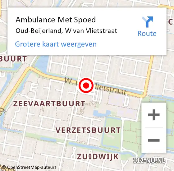 Locatie op kaart van de 112 melding: Ambulance Met Spoed Naar Oud-Beijerland, W van Vlietstraat op 24 mei 2019 18:56
