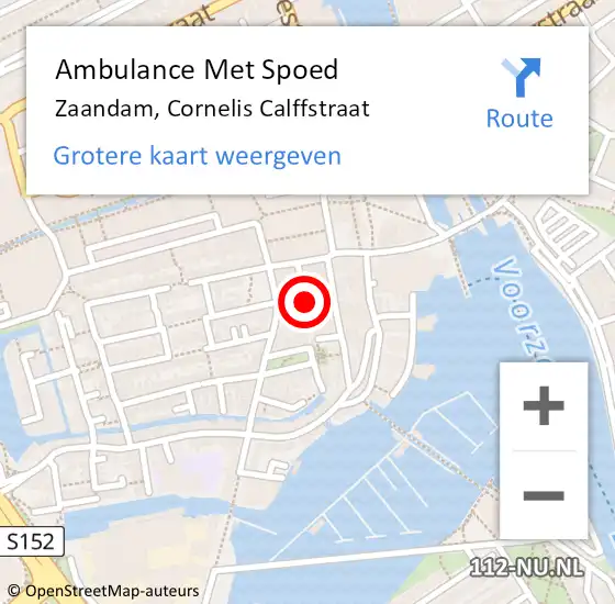 Locatie op kaart van de 112 melding: Ambulance Met Spoed Naar Zaandam, Cornelis Calffstraat op 24 mei 2019 19:54