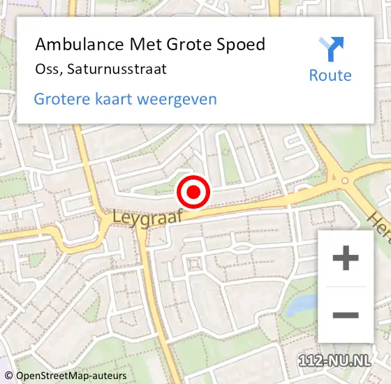Locatie op kaart van de 112 melding: Ambulance Met Grote Spoed Naar Oss, Saturnusstraat op 24 mei 2019 20:40