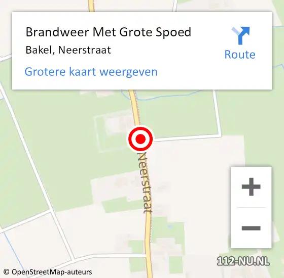 Locatie op kaart van de 112 melding: Brandweer Met Grote Spoed Naar Bakel, Neerstraat op 24 mei 2019 22:11