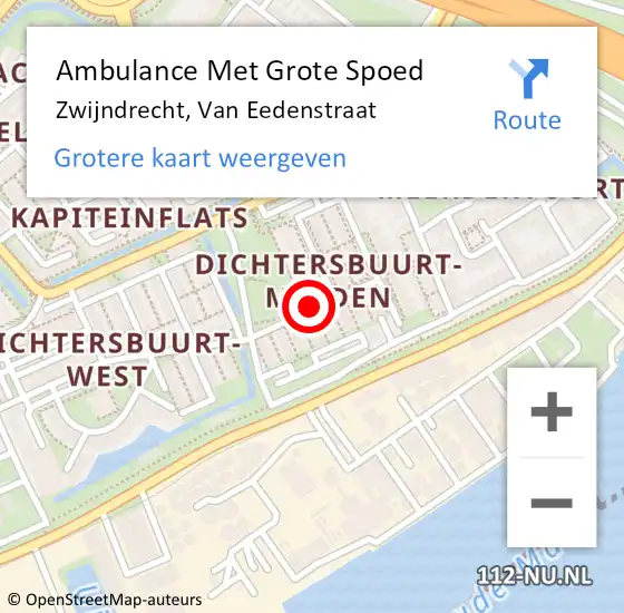 Locatie op kaart van de 112 melding: Ambulance Met Grote Spoed Naar Zwijndrecht, Van Eedenstraat op 24 mei 2019 22:44