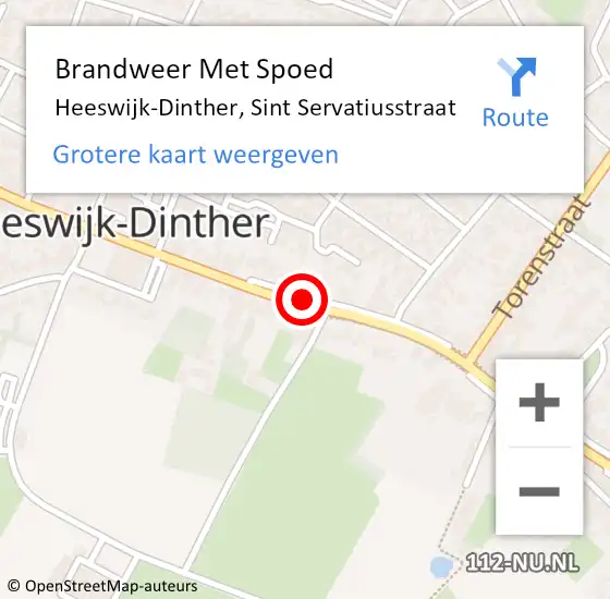 Locatie op kaart van de 112 melding: Brandweer Met Spoed Naar Heeswijk-Dinther, Sint Servatiusstraat op 24 mei 2019 23:17