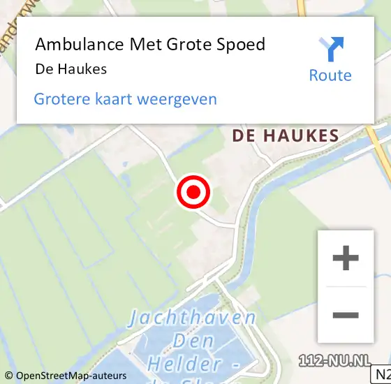 Locatie op kaart van de 112 melding: Ambulance Met Grote Spoed Naar De Haukes op 25 mei 2019 03:21