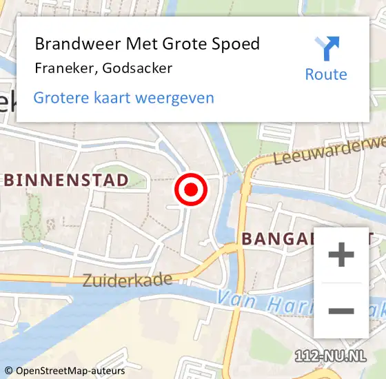 Locatie op kaart van de 112 melding: Brandweer Met Grote Spoed Naar Franeker, Godsacker op 2 april 2014 10:26