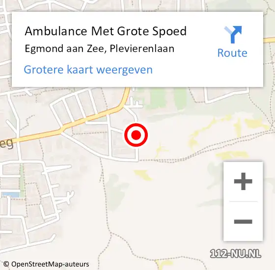 Locatie op kaart van de 112 melding: Ambulance Met Grote Spoed Naar Egmond aan Zee, Plevierenlaan op 2 april 2014 10:29