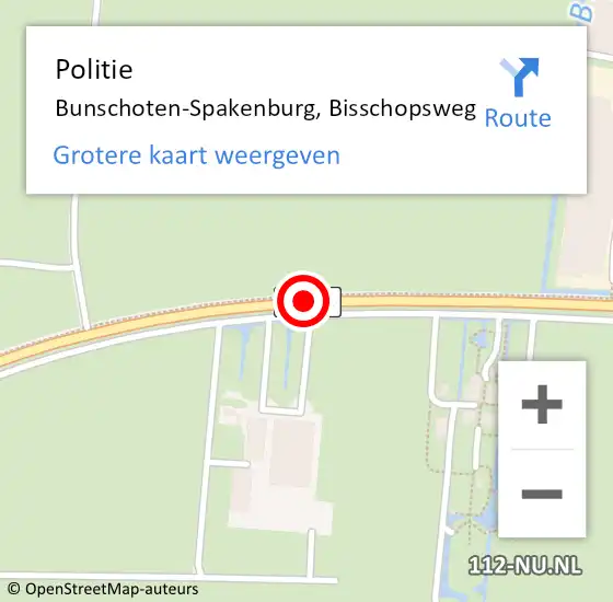 Locatie op kaart van de 112 melding: Politie Bunschoten-Spakenburg, Bisschopsweg op 25 mei 2019 07:20