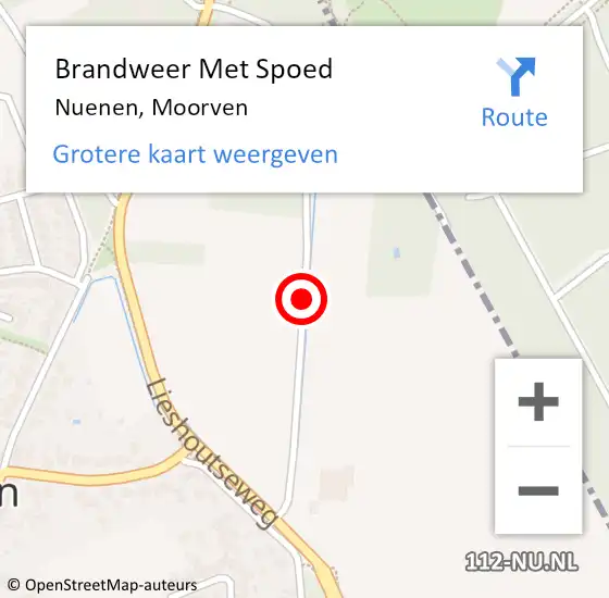 Locatie op kaart van de 112 melding: Brandweer Met Spoed Naar Nuenen, Moorven op 25 mei 2019 07:34