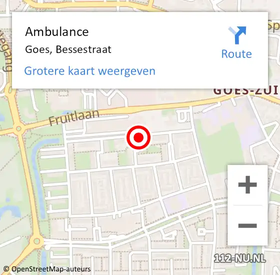 Locatie op kaart van de 112 melding: Ambulance Goes, Bessestraat op 25 mei 2019 08:35