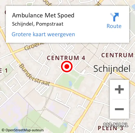 Locatie op kaart van de 112 melding: Ambulance Met Spoed Naar Schijndel, Pompstraat op 25 mei 2019 10:25