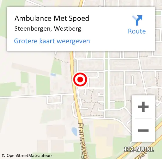 Locatie op kaart van de 112 melding: Ambulance Met Spoed Naar Steenbergen, Westberg op 2 april 2014 10:47