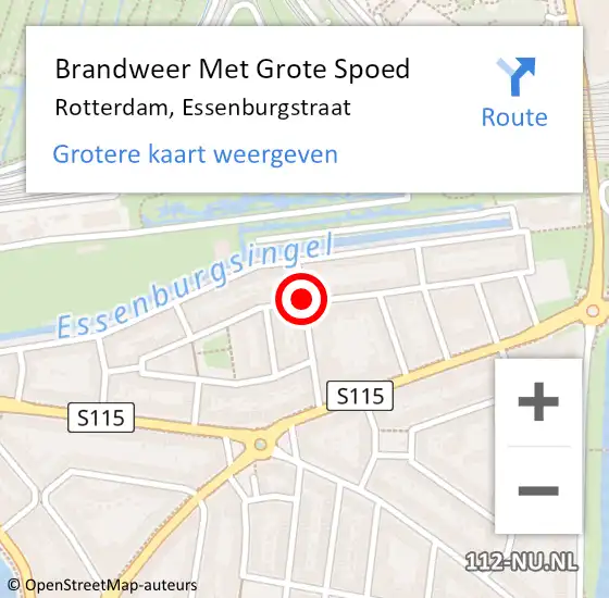 Locatie op kaart van de 112 melding: Brandweer Met Grote Spoed Naar Rotterdam, Essenburgstraat op 25 mei 2019 12:01