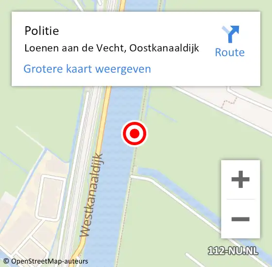 Locatie op kaart van de 112 melding: Politie Loenen aan de Vecht, Oostkanaaldijk op 25 mei 2019 12:01