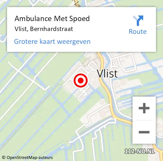 Locatie op kaart van de 112 melding: Ambulance Met Spoed Naar Vlist, Bernhardstraat op 25 mei 2019 12:05