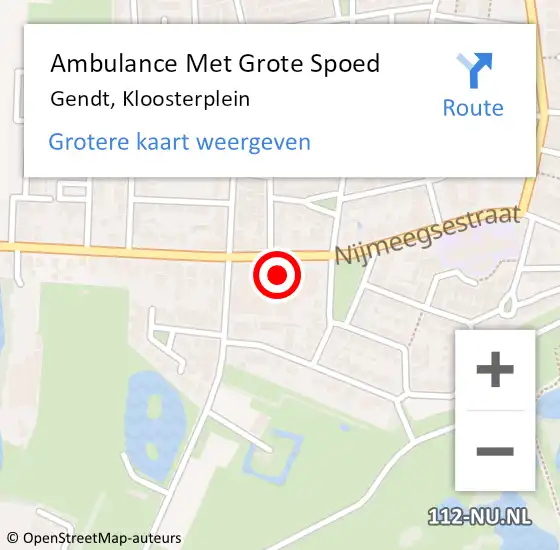 Locatie op kaart van de 112 melding: Ambulance Met Grote Spoed Naar Gendt, Kloosterplein op 25 mei 2019 12:35