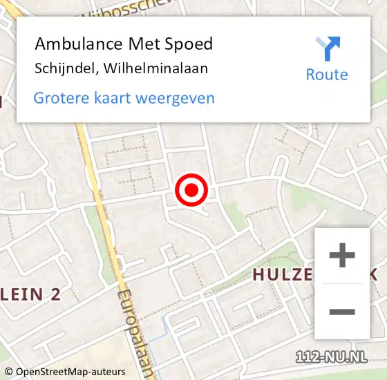 Locatie op kaart van de 112 melding: Ambulance Met Spoed Naar Schijndel, Wilhelminalaan op 25 mei 2019 12:53