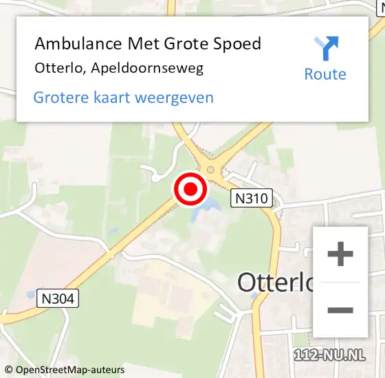 Locatie op kaart van de 112 melding: Ambulance Met Grote Spoed Naar Otterlo, Apeldoornseweg op 25 mei 2019 12:56